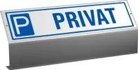 Parkplatzschild Privat - Aluminium weiss 400x100 mm + Bodenhalterung