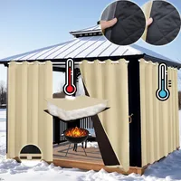 Dicke 100% Blickdicht Gardinen mit Ösen Outdoor Vorhänge Wasserdicht Winddicht Thermovorhänge Gartenlaube Pergola Verdunkelungsvorhang Kälteschutz 2 Stück 132x213cm
