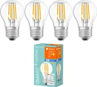 4 x Ledvance LED Smart+ Filament Tropfen 4W = 40W E27 klar 470lm warmweiß 2700K Dimmbar App Google Alexa Bluetooth