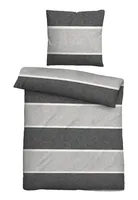 biberna melanżowa flanelowa pościel BLOCKSTREIFEN burzowa szarość 1x 155x220 cm + 1x 80x80 cm