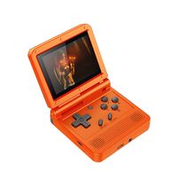 3-Zoll-IPS-Bildschirm Flip Handheld-Konsole Spielkonsole mit 16G TF-Karte Eingebaut 2000 Spiele Portable Mini-Retro-Spiel-Konsole, Orange