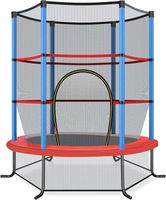 COSTWAY Ø140cm Gartentrampolin mit Sicherheitsnetz, Trampolin bis 45kg belastbar, Indoor-/Outdoortrampolin für Kinder ab 3 Jahre