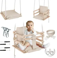 MAMOI® Babyschaukel, Schaukel Indoor und Outdoor, Holzschaukel für baby und Kinder, Kinderschaukel, Schaukeln aus Holz, Kleinkinderschaukel für kinderzimmer und türrahmen ab 1 jahr, 3 in 1
