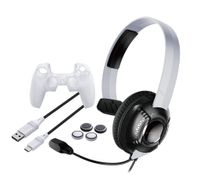 Raptor Gaming Starter Pack PS5 Mono Headset, Ladekabel, Silikon Skin & Analog Stick Caps schwarz/weiß RG-SK100