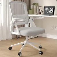 Ergonomická kancelářská židle ze síťoviny se sklopnými područkami a bederní opěrkou - šedá