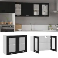 vidaXL Wisząca szklana szafka czarna 80x31x60 cm materiał drewnopochodny