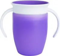 Munchkin Miracle 360ᵒ Trinklernbecher mit Griffen, auslaufsicher, ab 6 Monaten, violett, 207 ml
