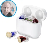 Digitaler Hörverstärker mit Rauschunterdrückung, Senioren, Magnetische Ladebox, Rot/Blau