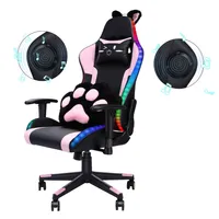 Gaming-Stuhl ergonomisch Gaming Chair Katzenohren , bunte Lichteffekte, Lautsprecher