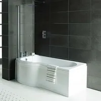 Raumspar Badewanne Skali mit Duschzone 167,5x85/75cm links weiß Komplett-Set