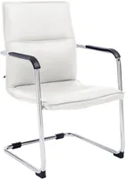DELUKE® Besucherstuhl SEATTLE - 92x56x60cm, Weiß | Kunstleder | Metall Gestell | Konferenzstuhl Wartezimmerstuhl