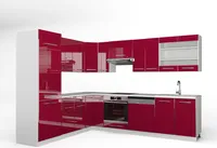 Vicco Eckküche Fame-Line, 227 x 60 cm ohne Arbeitsplatte, Bordeaux Hochglanz/Weiß/Weiß