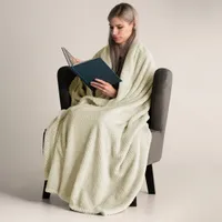 Kuscheldecke Fleece kuschelig weich Tagesdecke 220 x 240 cm -  Creme