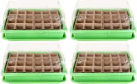 Schramm® 4 Stück Anzucht Set Gewächshaus Anzucht Schale Töpfe Zimmergewächshaus 27 x 19 x 11 cm für 96 Anzuchttöpfe  Anzuchtset Mini-Gewächshaus
