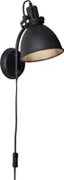 BRILLIANT Lampe Jesper Wandspot Zuleitung und Schalter schwarz korund | 1x A60, E27, 40W, geeignet für Normallampen (nicht enthalten) | Mit Zuleitung und Schnurzwischenschalter