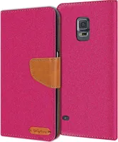 Handy Hülle Samsung Galaxy S5 Tasche Wallet Flip Case Schutz Hülle Stoff Cover