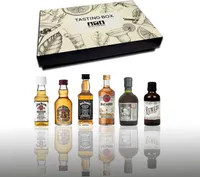 Whisky Rum 6er Tasting Box - 3x Whisky + 3x Rum Miniaturen Probierset Geschenk Set mit Jim Beam Chivas Jack Daniels Bacardi Botucal Remedy