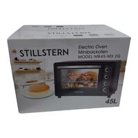 Stillstern Minibackofen mit Umluft (45L) NEU: CYCLONE PRO+ (Antihaftbeschichtung), DE Version, Airfryer-Einsatz, Rezeptheft, Drehspieß, 2000W Toaster Grill Pizzaofen Mini Backofen Ideal für Camping