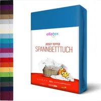 Jersey TOPPER Spannbettlaken 180x200 - 200x200cm Boxspringbett Spannbetttuch 100% Baumwolle, in Farbe: Blau