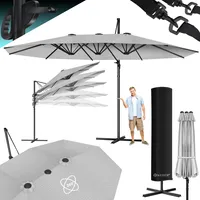 KESSER® Sonnenschirm Doppelsonnenschirm 4,6m x 2,7m | Ampelschirm Abdeckung & Windsicherung mit Kurbel & Ständer | Kurbelschirm Aluminium wasserabweisend | Neigbar Kippbar 360° Drehbar