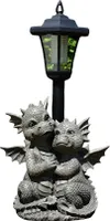 Gartenfigur Gartendrache - Modell Drachenpaar mit Solarlaterne - Fantasy Figur Deko Drache süß