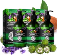 Shampoo 3-in-1 mit Rizinusöl Lavendelöl Arganöl Kopfhaut Pflege Haarwachstum Vegan, 3x 300ml