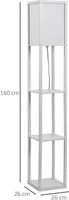 Lampa podłogowa Lampa podłogowa z 3 półkami Oświetlenie wewnętrzne E27 do 40W do salonu/sypialni E1-MDF, akryl biały 26 x 26 x 160 cm