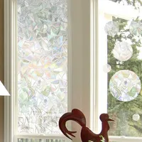 MIZEY Neue Streifen-Fensterfolie, dekorativer, undurchsichtiger  Sichtschutz, UV-statisch, Nicht klebend, mattiert, haftender  Buntglas-Aufkleber für