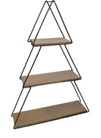 Standregal in Tannenform Metall Regal mit 3 Ablagen und Holzböden 44cm