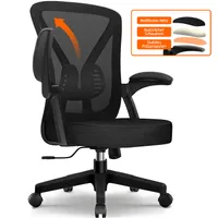 Marodic Bürostuhl Schreibtischstuhl 150kg Bürostuhl Ergonomisch mit 90° klappbaren Armlehnen, Wippfunktion 90°-125° Chefsessel Lordosenstütze, Schwarz