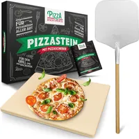 Pizza Divertimento - DAS ORIGINAL - Pizzastein für Backofen & Gasgrill – inkl. Pizzaschieber – Vergleich.org ausgezeichnet - Pizza Stein – Für knusprigen Boden & saftigen Belag - Inkl. e-Rezeptbuch