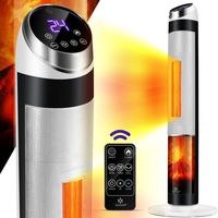 KESSER® Turmheizstrahler 2000W Heizstrahler Standheizstrahler Keramik mit Fernbedienung Timer Kamineffekt, Heizung Turm-Keramik-Heizer Heizlüfter Heizgerät Kamin Standheizung mit Oszillationsfunktion, Farbe:Weiß