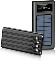 Solar Powerbank, 20000mAh Power Bank mit LED-Betriebsanzeige, Tragbares Ladegerät mit 4 USB Ports & Taschenlampe Handy für Smartphones, Tablets