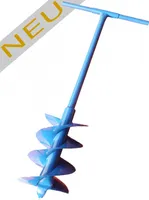Erdbohrer 250mm 25cm blau - 1m Handerdbohrer mit extra Metallgriff