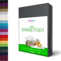 JERSEY Spannbettlaken Spannbetttuch 100% Baumwolle Bettlaken Betttuch Laken, in Größe: 140x200-160x200 cm, in Farbe: Anthrazit Grau