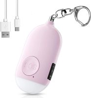 Wiederaufladbarer Taschenalarm Alarm mit Taschenlampe Schlüsselanhänger, Panikalarm Selbstverteidigung Sirene für Frauen Kinder Mädchen und ältere Menschen (Rosa)