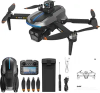 ZELURXX Drohne, Dreifach Kamera mit Hindernisvermeidung, bürstenloser Motor, ESC Objektiv, GPS Ortung, faltbar, Smart Return, 3 Batterien, Schwarz