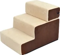 PawHut Haustiertreppe Hundetreppe Katzentreppe 3 Stufen für Katzen und Hunde Plüsch Beige 54 x 40 x 39cm