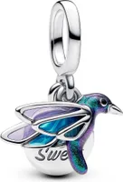 PANDORA Kolibri Charm-Anhänger, 925er Silber, Moments, Emaille