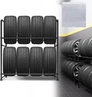 XMTECH stojan na 8 pneumatik Stojan na ráfky s ochranným krytem pneumatik Strom na ráfky Výškově nastavitelné úložné regály Dílenský stojan 107x46x117cm