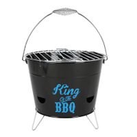 Grilleimer Ø28cm Campinggrill Picknickgrill Eimergrill Partygrill Geschenk Grill, Variante:King of the BBQ