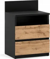 Nachttisch 40x59x32 - Nachttischschrank für Schlafzimmer - Nachtkommode mit Schubladen - Beistellschrank - Schlafzimmer Nachttisch Schwarz Eiche Wotan
