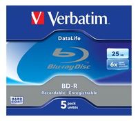 Verbatim BD-R SL Datalife, 25GB, 6x Geschwindigkeit, 5er-Pack, BD-R Version1.3
