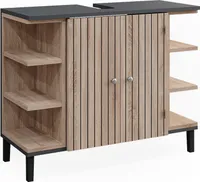Vicco Waschbeckenunterschrank Aquis, 79.6 x 64 cm mit 2 Türen, Sonoma/Anthrazit