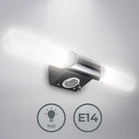 LED nástenná lampa Zrkadlové svetlo Kúpeľňa Kovové sklo E14 Kúpeľňové svietidlo so zásuvkou
