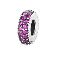 PANDACHARMS Rotes Pavé Zwischenelement Charm, 925er Sterling Silber, passt zu Pandora
