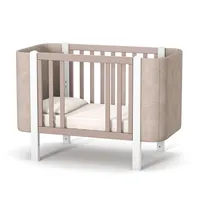 Veres Monaco Velour Detský kôš / Detská postieľka (120x60 cm) - Premium Luxus Kolekcia, bezpečný & multifunkčný - Velúrový Cappuccino Biela