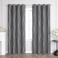 Joyswahl Verdunkelungsvorhänge Blickdicht Gardinen mit Ösen Modern Thermovorhang Wohnzimmer mit Wasserwellenmuster Dunkelgrau HxB 145x135cm 1 Stück
