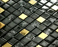 Schwarzes Glasmosaik „Gold monte“ Schwarze Mosaikfliese