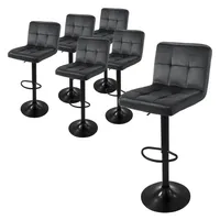 ML-Design 6er Set Barhocker Tresenhocker 360° drehbar, Gepolsterter Barstuhl mit Rückenlehne und Fußstütze, 63-83 cm